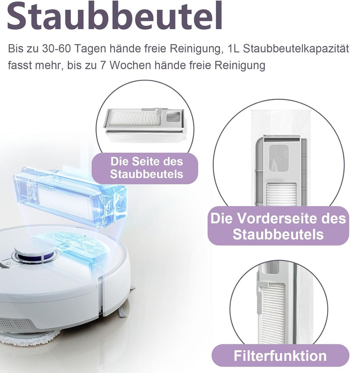 Zubehör für Narwal Freo X Ultra Staubsauger, 1 Hauptbürste, 2 Staubbeutel, 4 Filter, 6 Wischtücher,