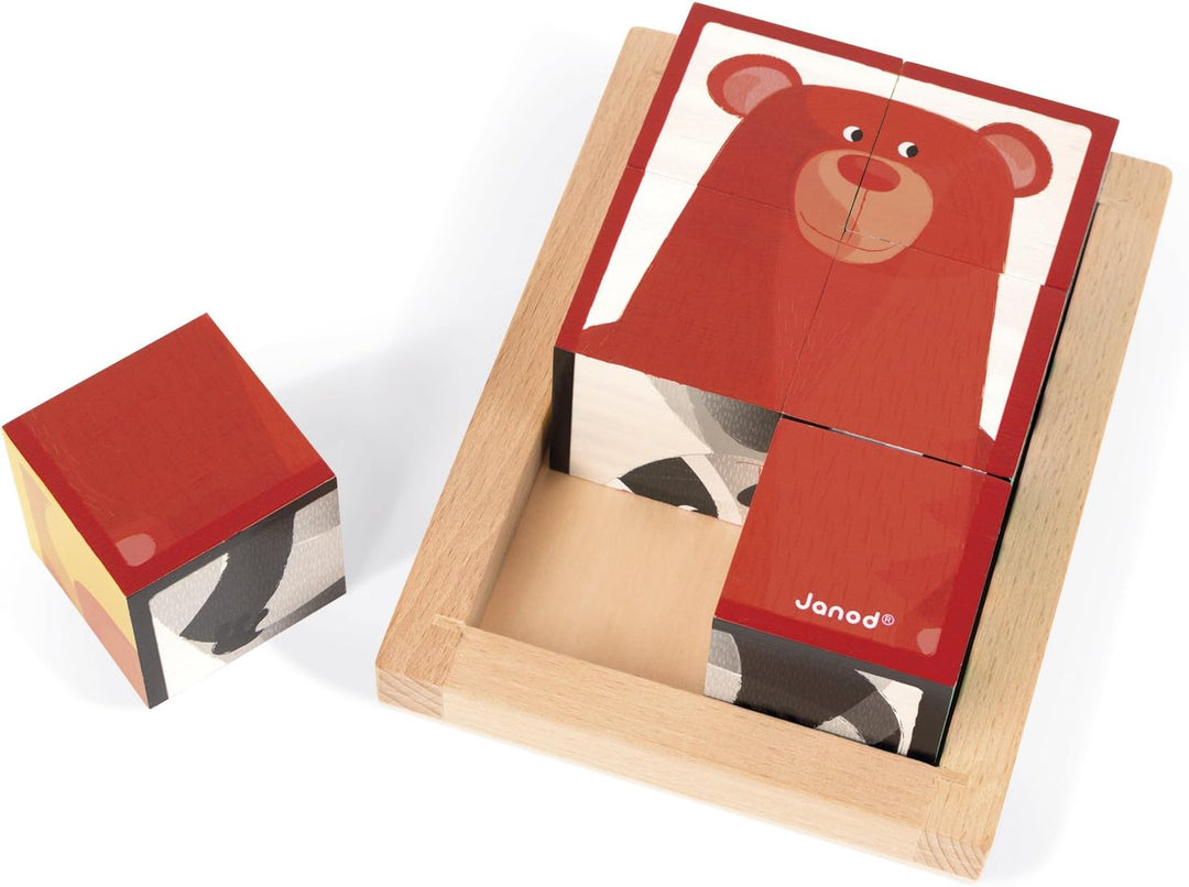 Janod - 6 Forest Blocks in Wooden Box FSC - Wooden Early - Learning Toy - Educational Game - Fine Mo