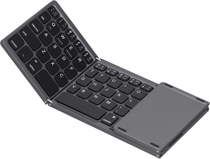 ASHATA Zusammenklappbare Bluetooth-Tastatur, Faltbare Wiederaufladbare Bluetooth-Tastatur mit TouchP