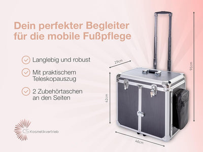 Fusspflegekoffer ideal für die Mobile Fusspflege Trolley Modell CS-Black Schwarz