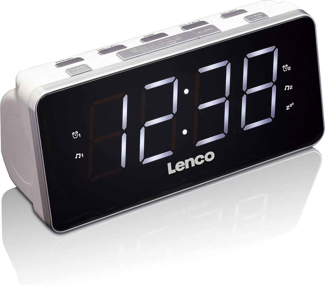 Lenco Radio-Wecker CR-18 Uhrenradio mit riesigem LED-Display (4,6 cm), dimmbar, 2 Weckzeiten (PLL UK