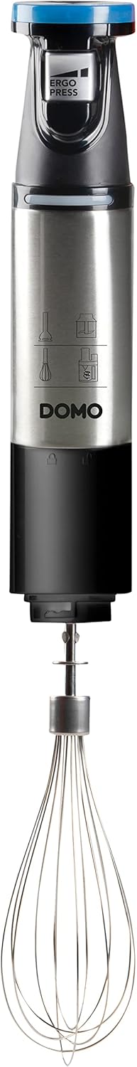 DOMO Stabmixer Set 4-in-1 - Ergo Press - Inklusive 4 Aufsätze: Mixstab, Schneebesen, Zerkleinerer, S