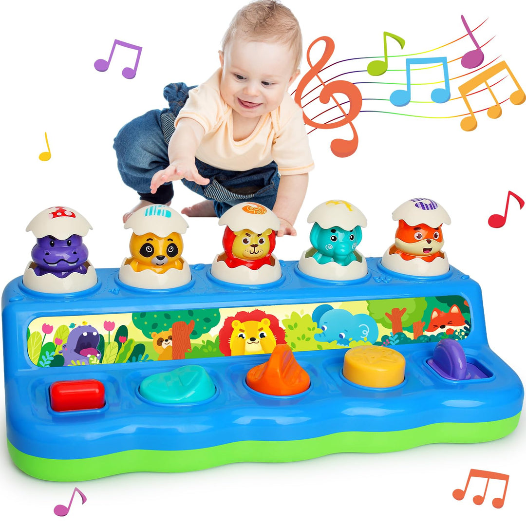 Yerloa Montessori Spielzeug ab 1 Jahr, Pop Up Tiere Spielzeug mit Musik, Tiere Ton, Licht, Early Lea
