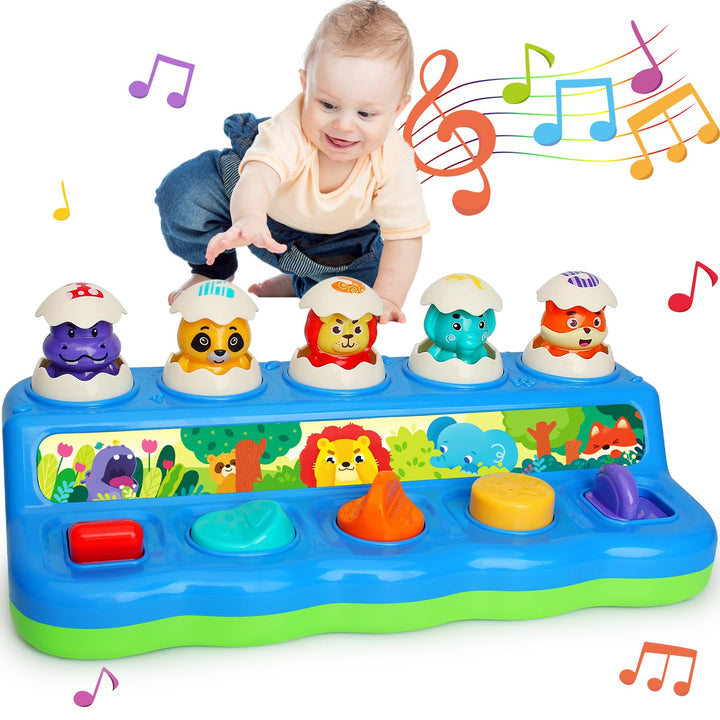 Yerloa Montessori Spielzeug ab 1 Jahr, Pop Up Tiere Spielzeug mit Musik, Tiere Ton, Licht, Early Lea