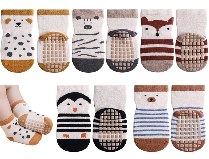 Rutschfeste Socken für Baby Mädchen Jungen 5 Paar Kinder Anti Rutsch Socken Sportsocken Stoppersocke
