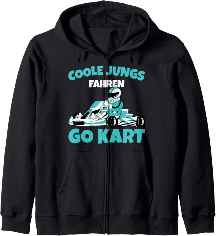 Coole Jungs fahren Go Kart Rennkart Gokart Junge Kinder Kapuzenjacke