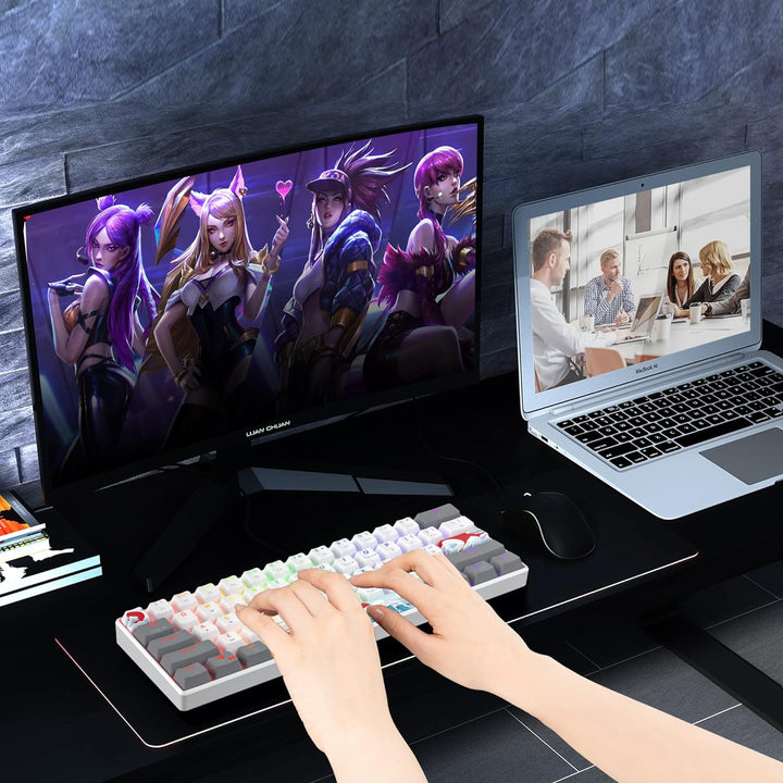 SOLIDEE Tragbare 60% mechanische Gaming-Tastatur,61 Tasten kompakte RGB LED-Hintergrundbeleuchtung,k