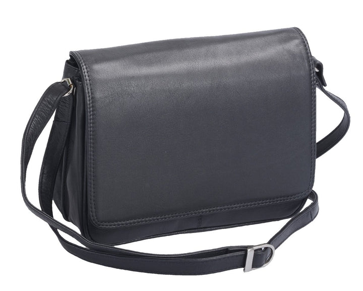 LOUANA Damenhandtasche Echt-Leder, 24x18x9cm Schwarz, Schwarz