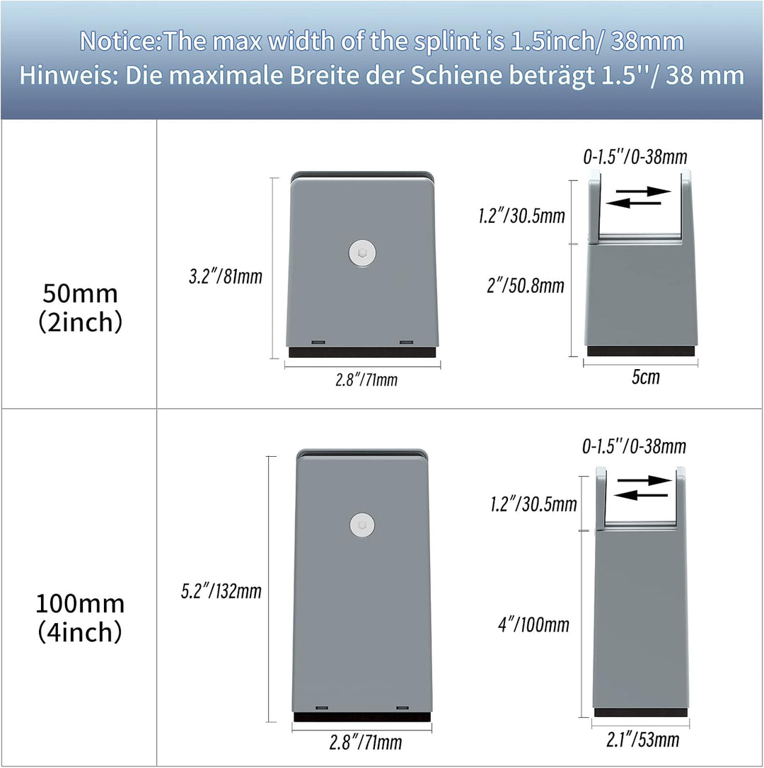 RCHYFEED Verstellbare Betterhöhung Möbelerhöhung 10cm mit Schraubklemme, Gray Betterhöher 4 Zoll Sch