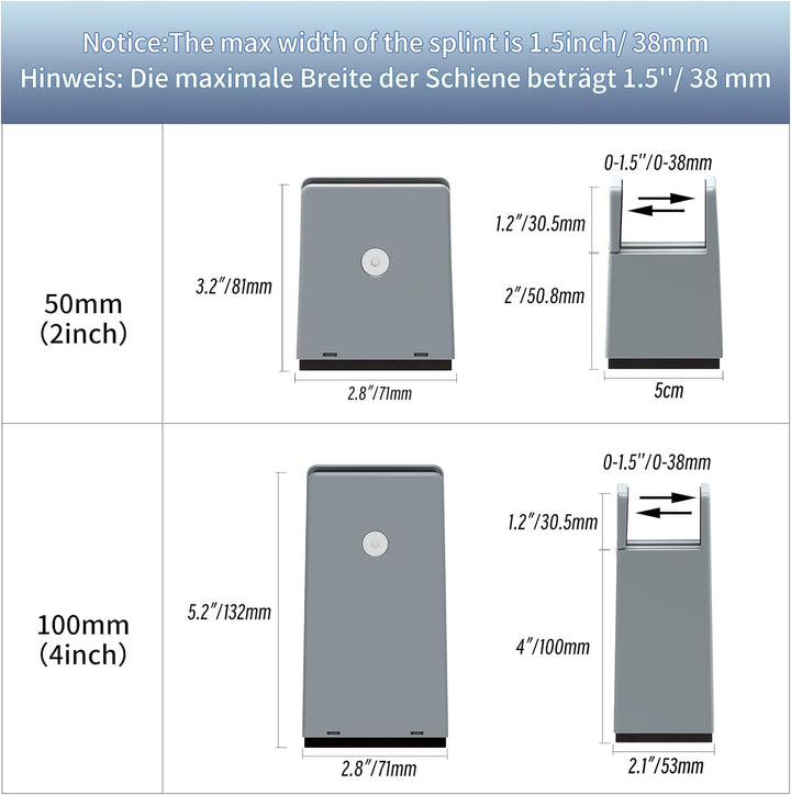 RCHYFEED Verstellbare Betterhöhung Möbelerhöhung 10cm mit Schraubklemme, Gray Betterhöher 4 Zoll Sch