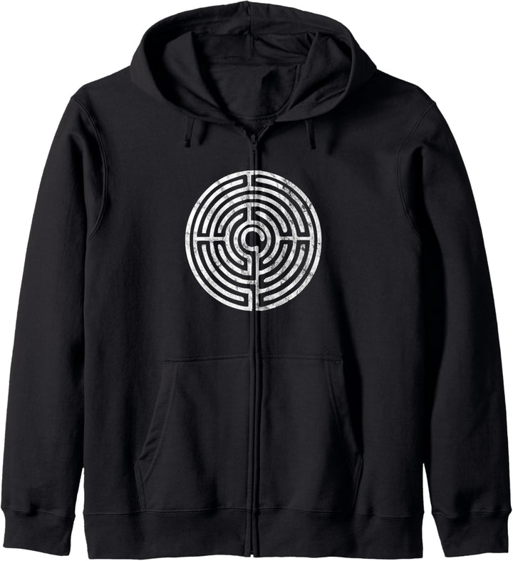Labyrinth Schutzsymbol Glücksbringer Magie Mystik Okkult Kapuzenjacke