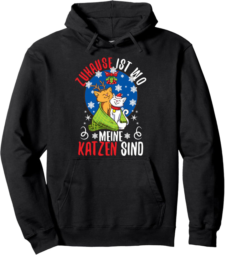 Zuahuse ist wo meine Katzen sind Weihnachten Mädchen Damen Pullover Hoodie