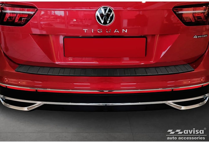 Avisa Matt-Schwarz Edelstahl Heckstossstangenschutz kompatibel mit Volkswagen Tiguan II / Allspace i