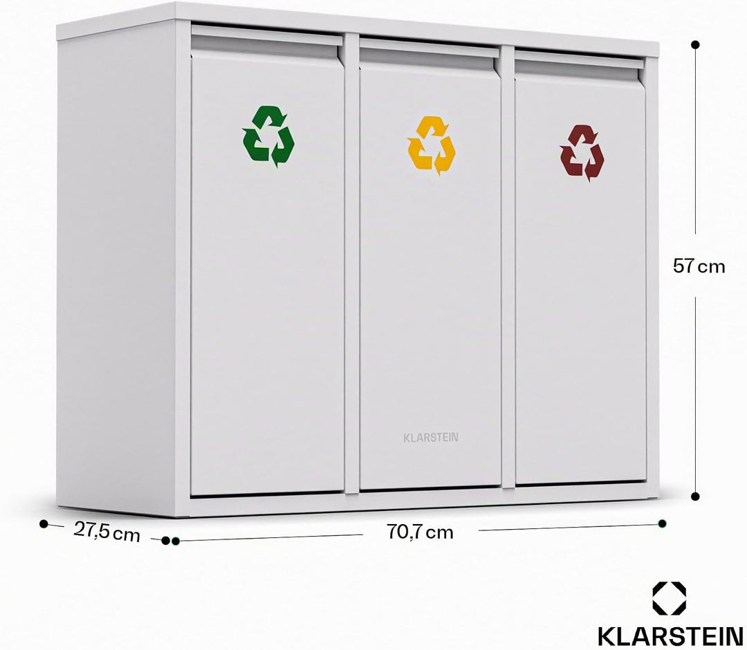 Klarstein Mülleimer Küche 45L Gross, Mülleimer mit 3 Fächer und Deckel, Grosser Treteimer für im Bad