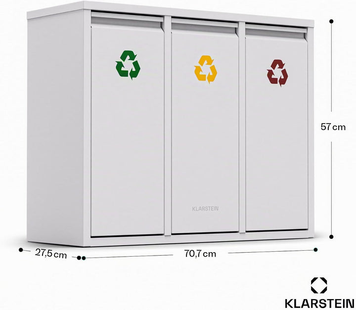 Klarstein Mülleimer Küche 45L Gross, Mülleimer mit 3 Fächer und Deckel, Grosser Treteimer für im Bad