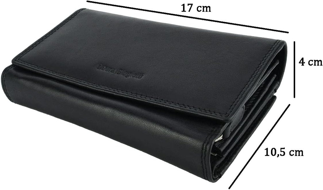 Laura Biagiotti Damen-Geldbörse aus echtem Leder, geräumig mit Geschenkbox Schwarz 155, Schwarz 155