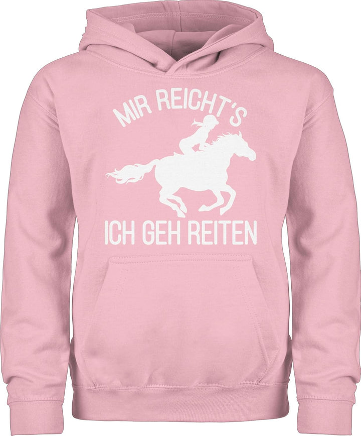 Shirtracer - Kinder Hoodie Jungen Mädchen - Pferd Pferde - Mir reicht's ich GEH Reiten, 1 Hellrosa