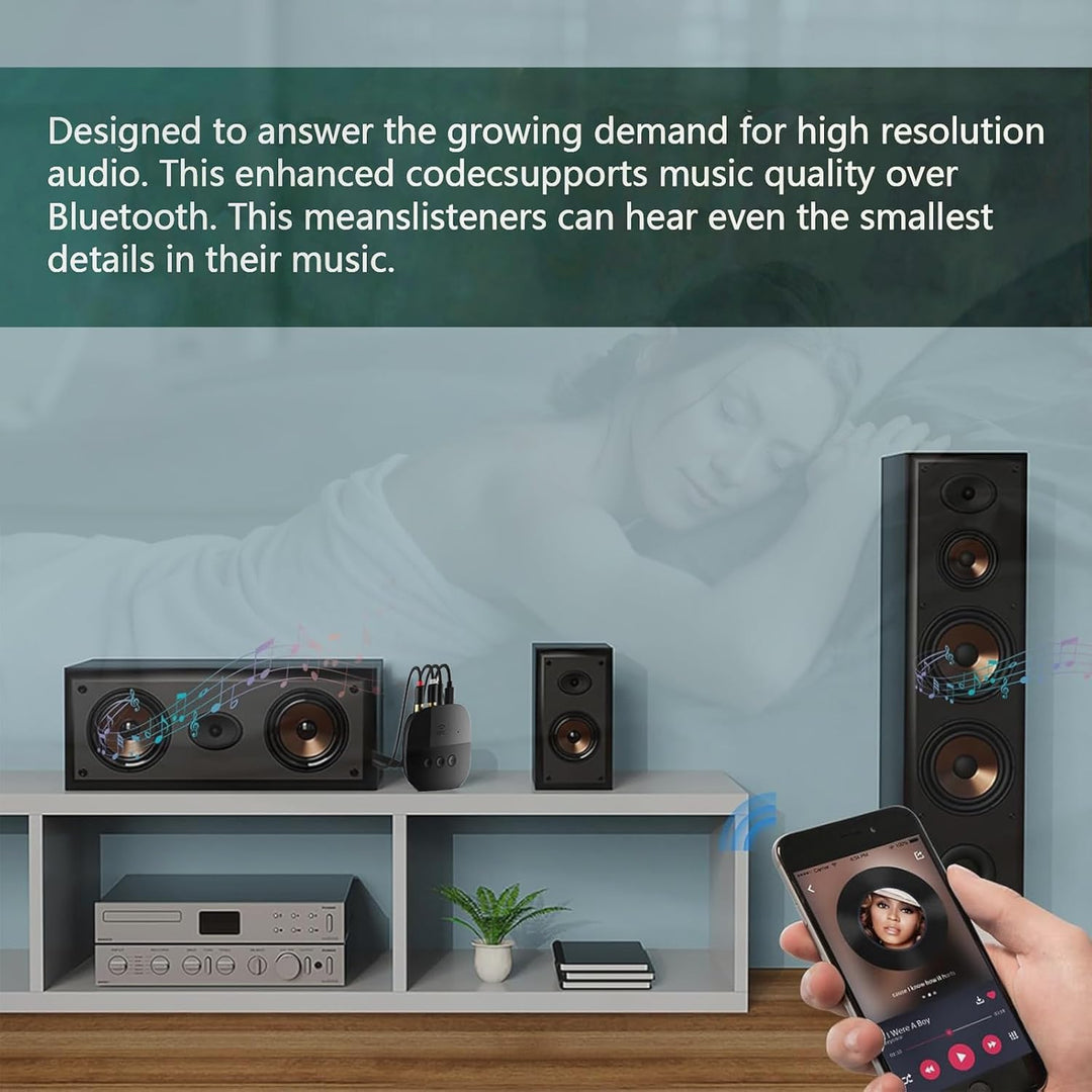 Bluetooth 5.2 Receiver mit NFC Adapter AUX/RCA Klinke 3,5 mm Wireless Bluetooth Audio Adapter Unters
