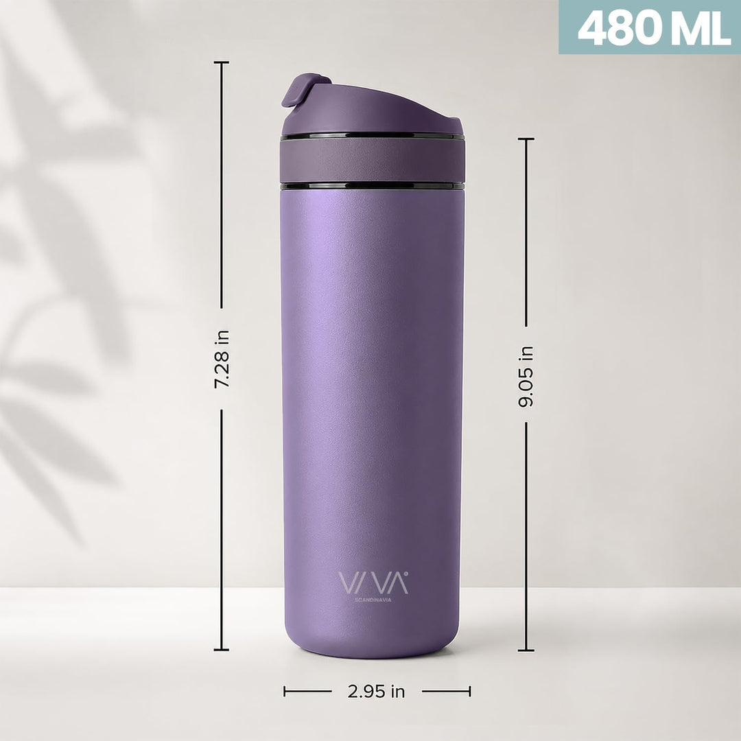 VIVA Recharge Thermobecher to go, Edelstahl, Tee-Sieb, 0,46 l, Violett | Doppelwandig isolierter Ede