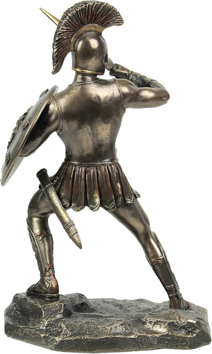 Veronese Design Statue, Hector of Troy Battle Stance, Kaltgussharz, Bronze-Finish, 24 cm, Heimdekora
