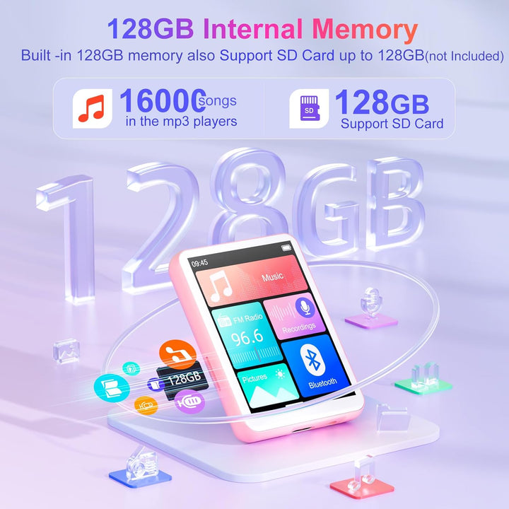 128GB MP3-Player Bluetooth 5.4, Oilsky 2,4 Zoll Full Touchscreen MP3, Tragbarer Musik Player mit Lau