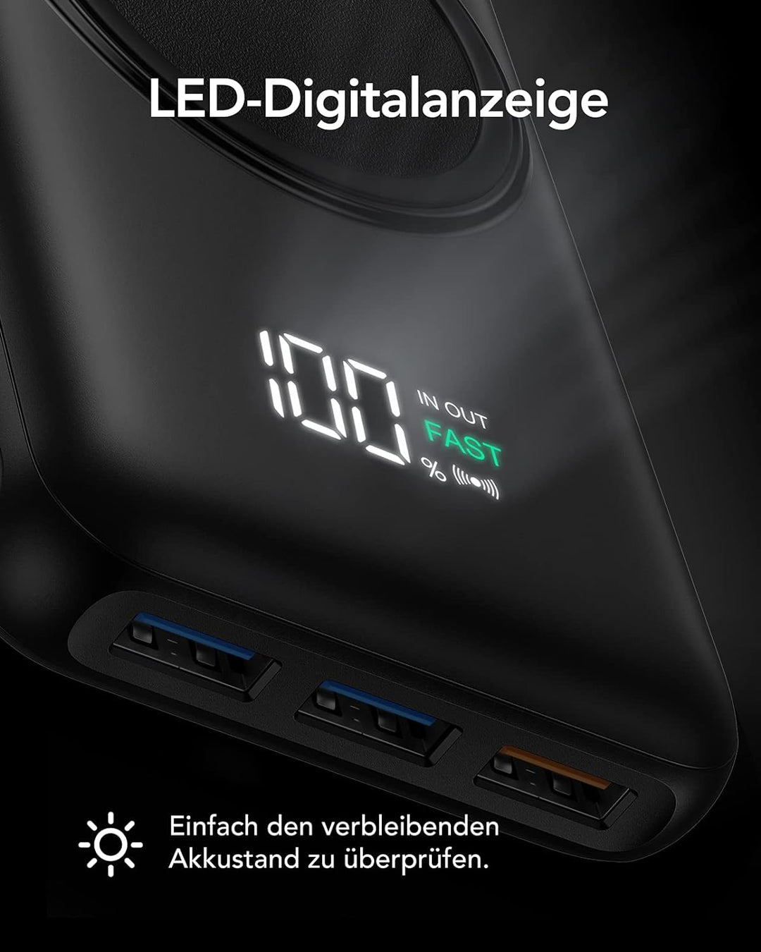 Charmast Wireless Powerbank 20000mAh Externer Akku Kabellose Ladegerät Drahtloses 22.5W Power Bank 2