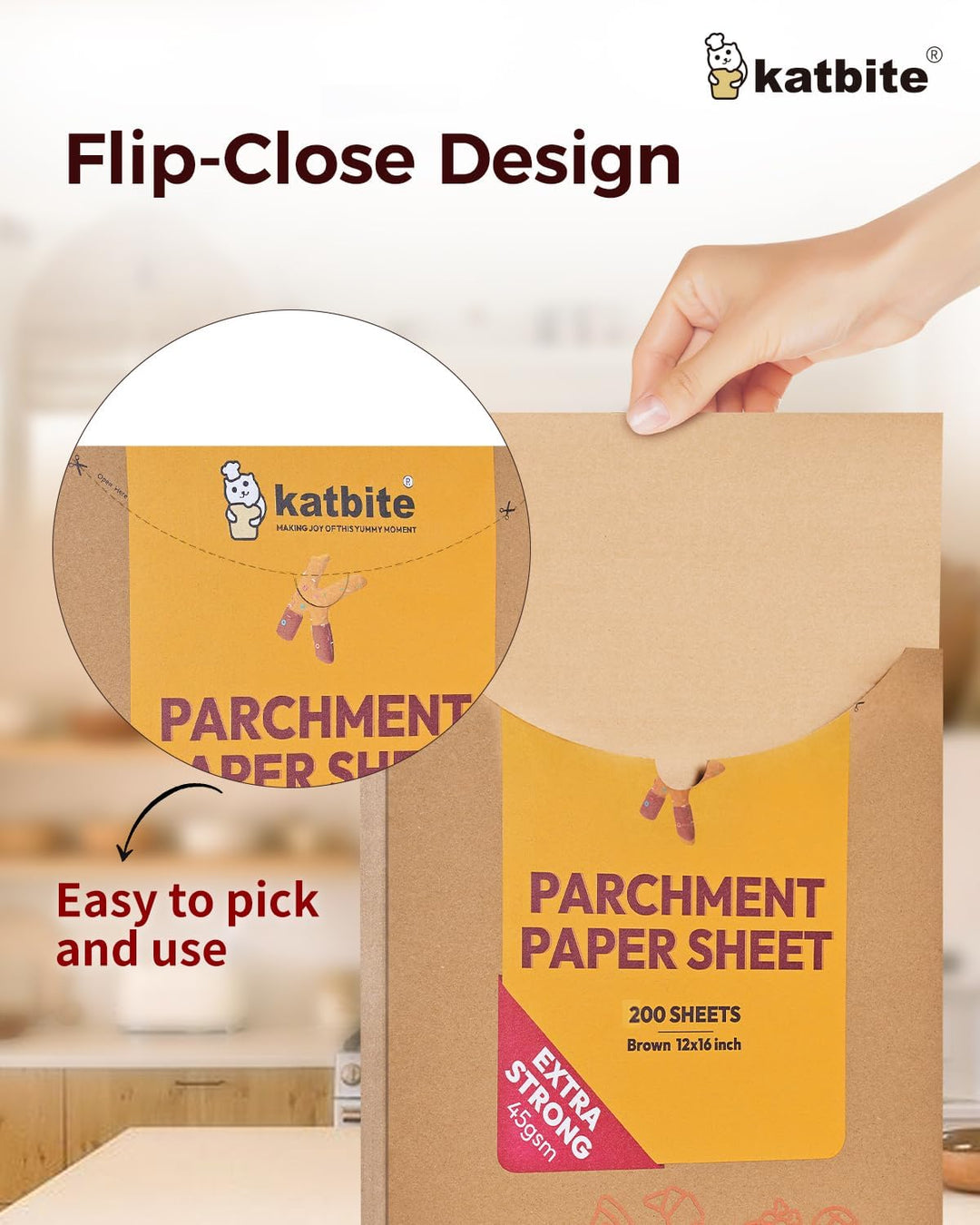 katbite Braun Backpapier Zuschnitte, 200 Blatt 30 x 40 cm Backpapier, zum Backen von Keksen, Kochen,
