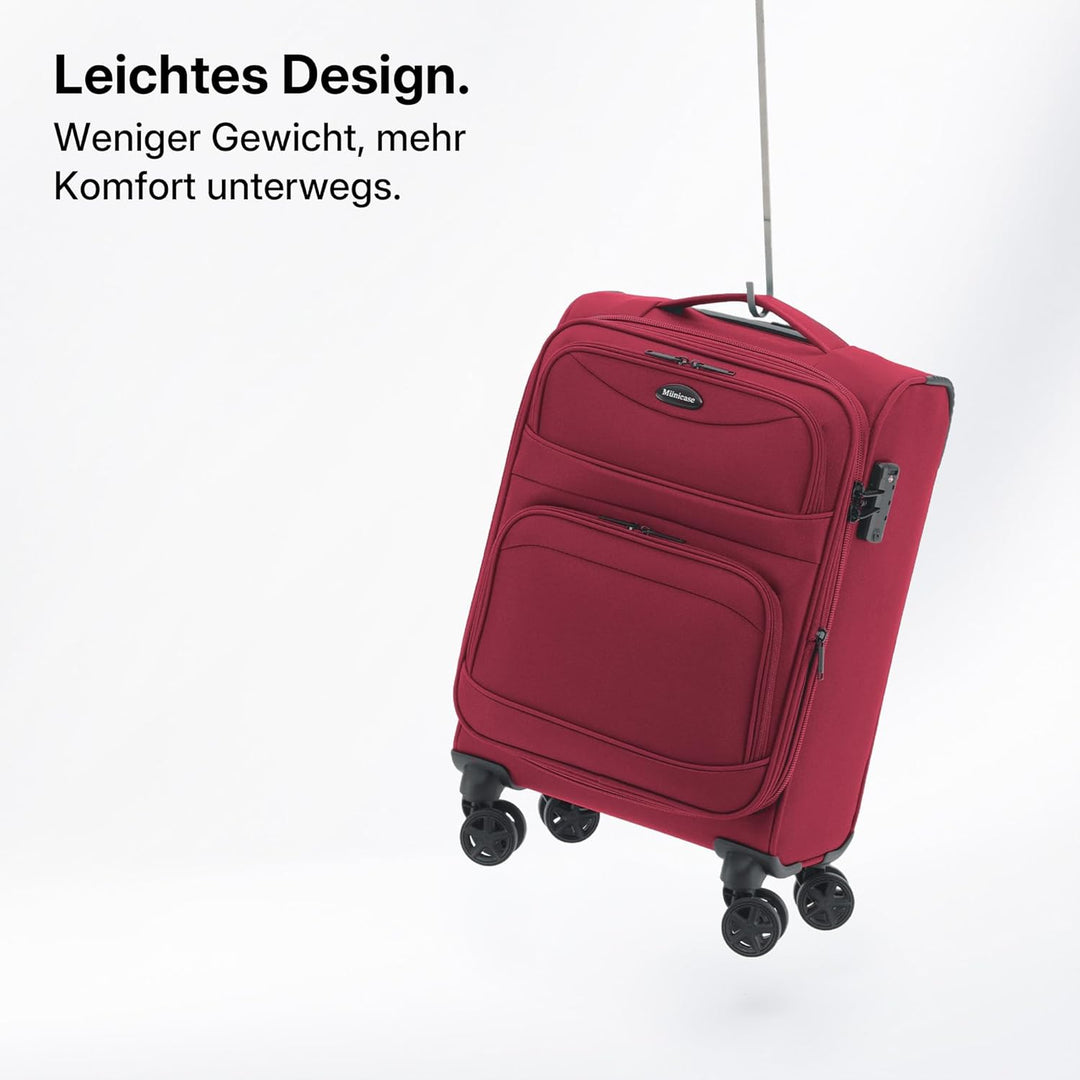 Stoffkoffer erweiterbar mit Frontfächern,15% Extra-Volumen, TSA-Schloss, 360° Doppelrollen &amp; verdeck