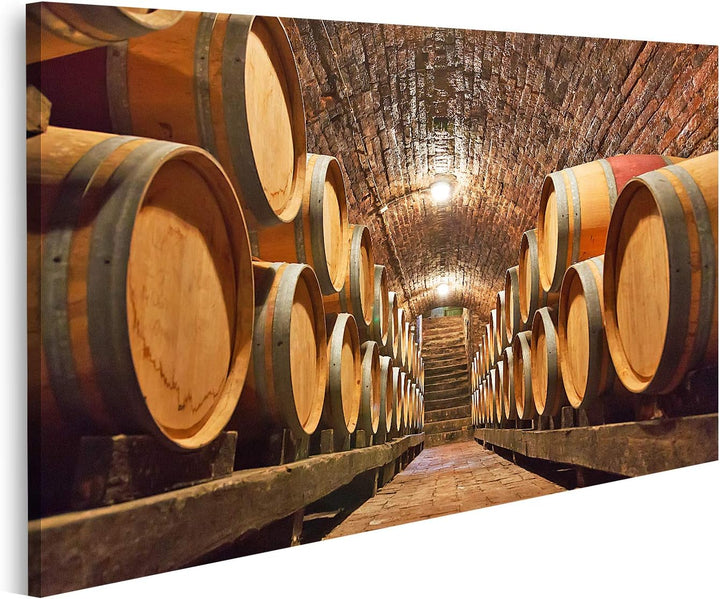 islandburner Bild auf Leinwand Reihen Von Eichenfässern In Einem Unterirdischen Weinkeller Bilder Wa