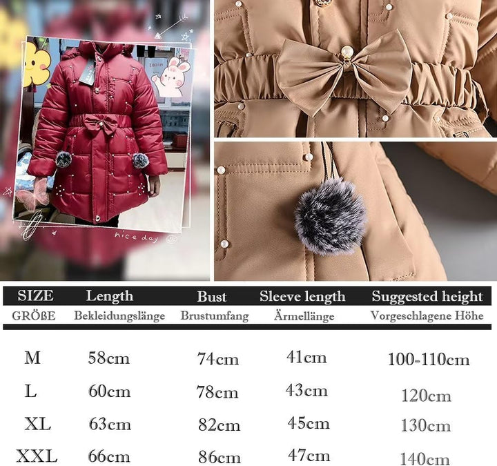 linboo Wintermantel Mädchen Winterjacke Kinder Warm Fleece Mäntel Verdickte Baumwolle Gefütterte Jac
