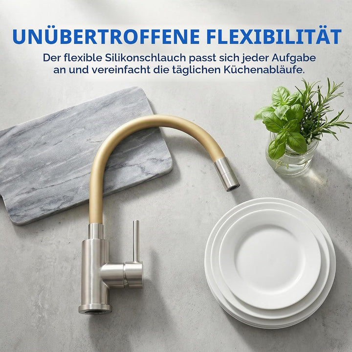 Wasserhahn Küche, Hochdruck Küchenarmatur mit Flexibler Auslauf, Mischbatterie Spültischarmatur Küch