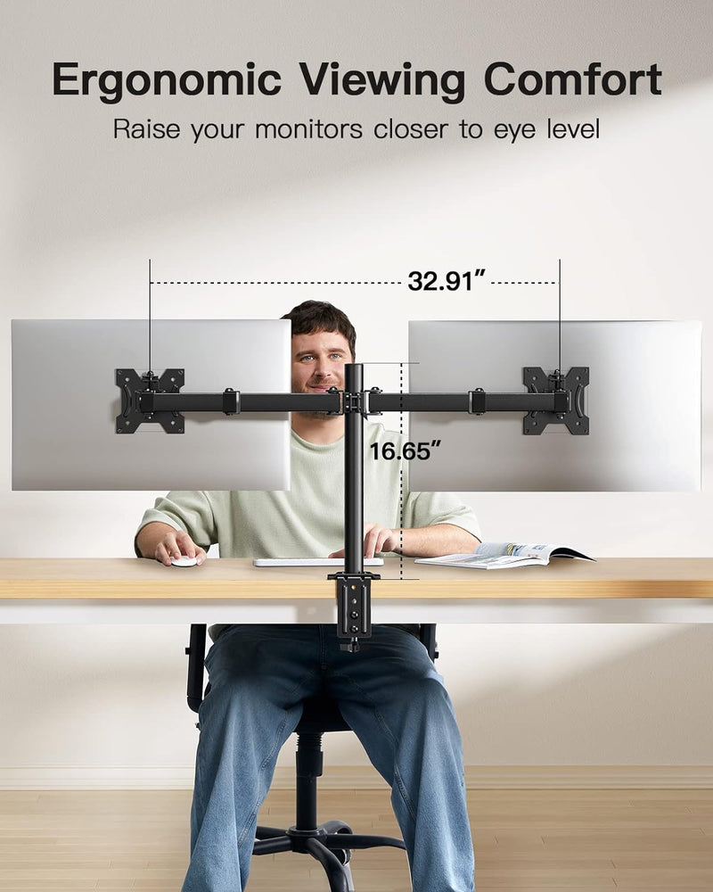 HUANUO Monitor Halterung 2 Monitore für 13-30 Zoll Bildschirme, Monitorhalterung 2 Monitore Höhenver