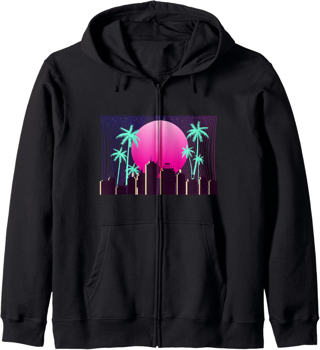 Retro Vaporwave 80s Style Design Image - Vintage Sunset Palm Kapuzenjacke