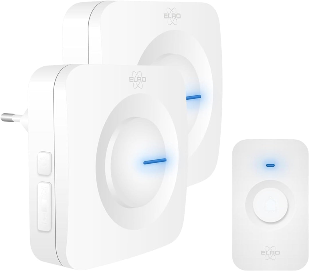 ELRO DB3000 Funk Türklingel Set - 1x Tragbare Empfänger mit Batterie + 1x Plug-in Empfänger für Stec
