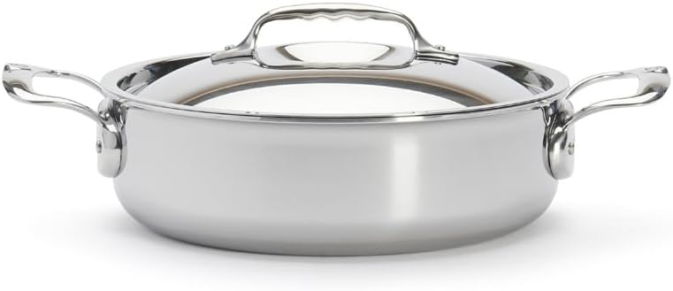 DE BUYER, Edelstahl, Silber, 24 cm, 2 Bratentopf mit Deckel, 19 x 23.9 x 7.6 cm, 19 x 23.9 x 7.6 cm
