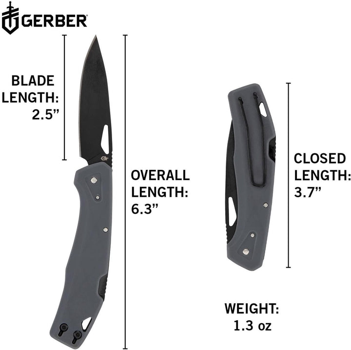 Gerber Taschenmesser mit Gürtelclip, LST, 440A Clip Poin-Edelstahlklinge, Griffschalen aus glasfaser