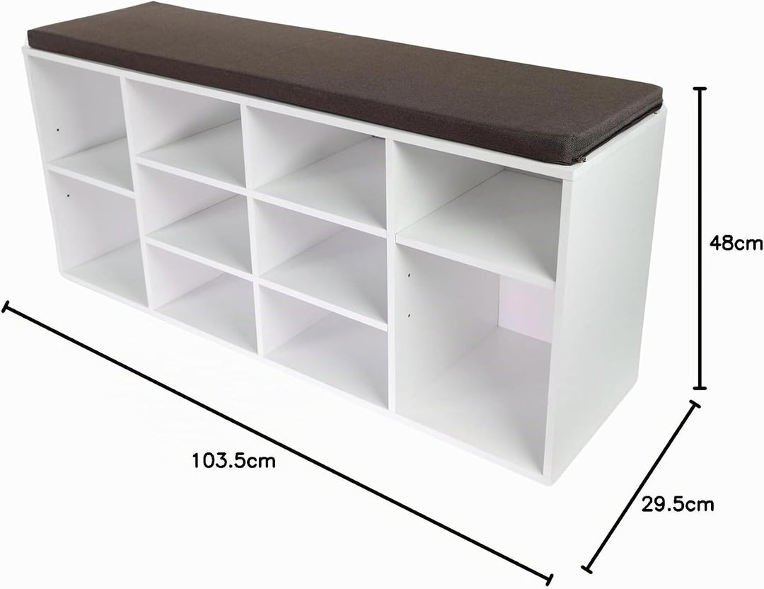 Moon Home Schuhschrank mit Sitzkissen - Stardust White, aus FSC® Holz Faserplatte weiss, Ordnung &amp; A