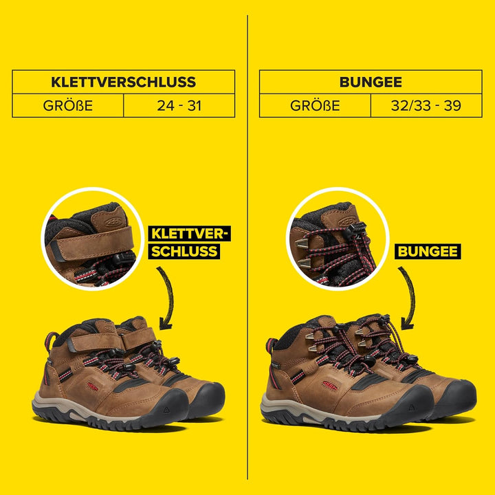 KEEN Unisex-Kinder Ridge Flex Mid wasserdichte Wanderstiefel 24 EU Bison Red Carpet, 24 EU Bison Red