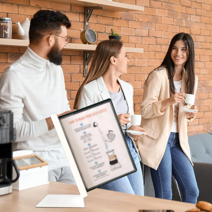 Leviatan Tisch-Sichttafelsystem Aufsteller für Sichttafeln + 10 Sichttafeln schwarze Tisch Schwarz,