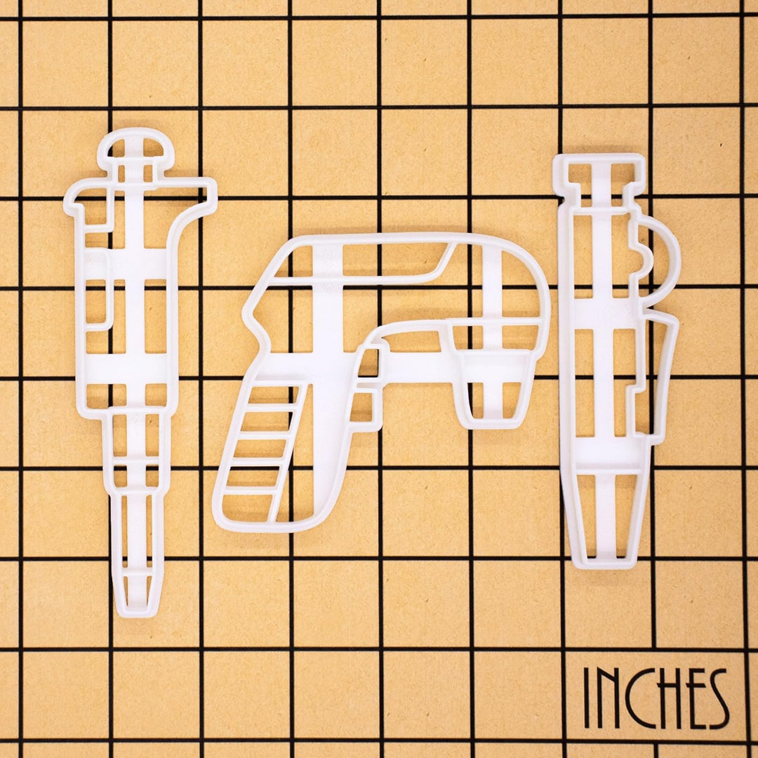 3er Set Pipetten Ausstechformen (Formen: Mikropipette, Elektronische Pipette und Pipettenpumpe), 3 T