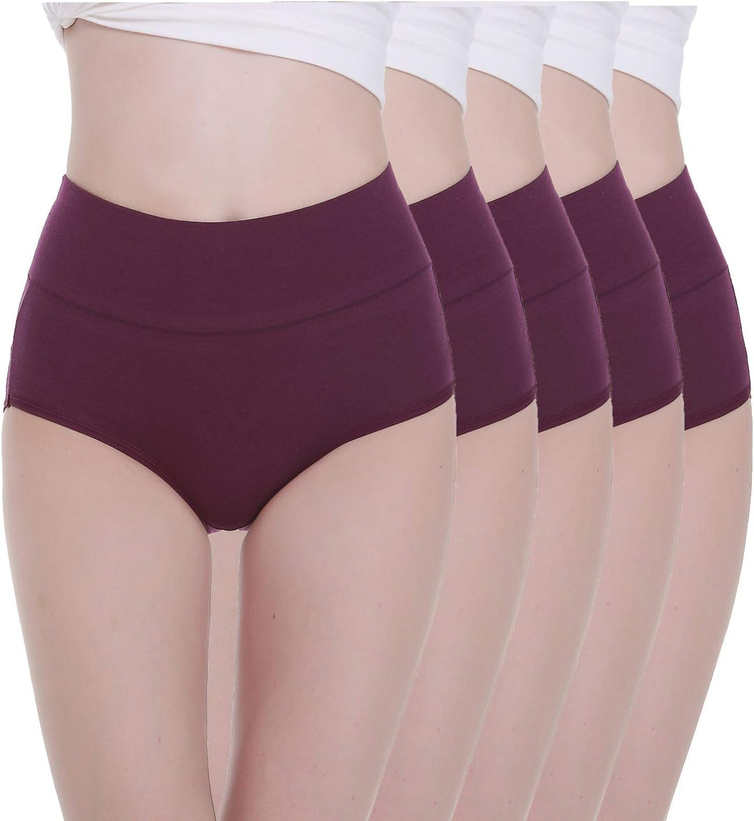 FALARY Unterhosen Damen Baumwolle Hohe Taille 5er Pack Stretch Atmungsaktiv Panties Weich Frauen Unt