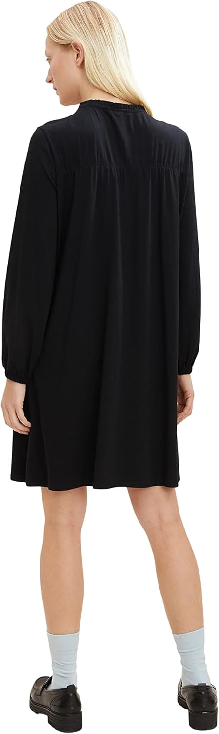 TOM TAILOR Damen Kleid mit Raffdetail 38 14482 - Deep Black, 38 14482 - Deep Black
