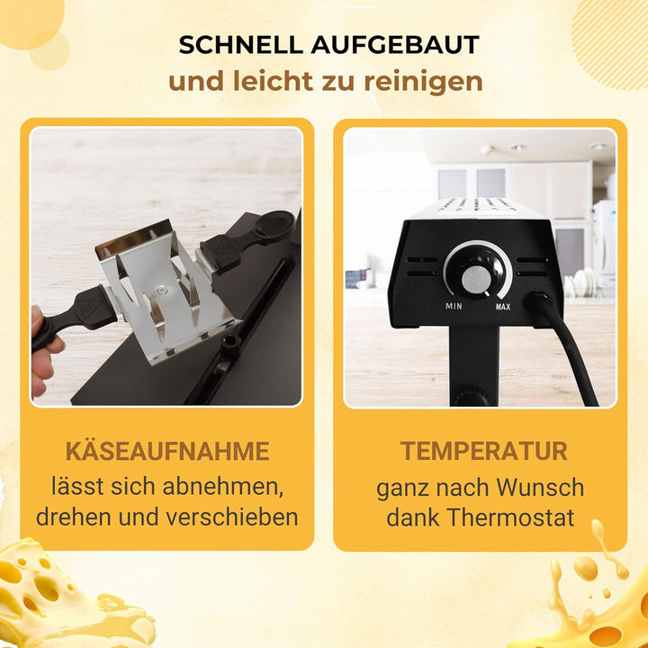 Syntrox Raclette Käseschmelzer 6-8 Personen Schweizer Traditionell 600W Tessin - Höhenverstellbar Ne