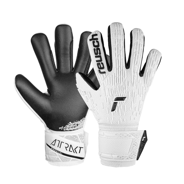 REUSCH Unisex Jugend Attrakt Freegel Silver Junior Torwarthandschuhe 5.5 1101 White/Black, 5.5 1101