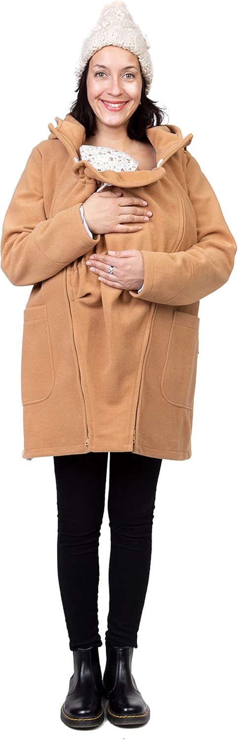 Viva la Mama - schicker Umstands- und Tragemantel für den Winter - VALENTIN S Beige - Vorn Tragen, S