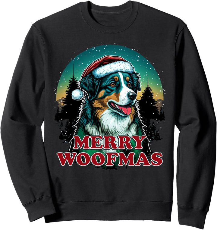 Australian Shepherd Aussie Dog Weihnachten Weihnachten Merry Woodmas Sweatshirt