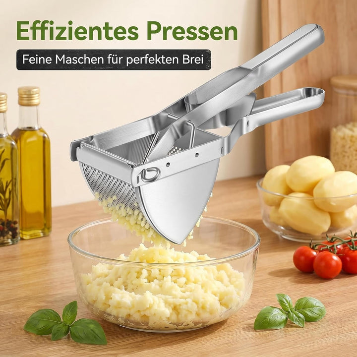DULCE DOM Kartoffelpresse Edelstahl, Robustes Gemüse- & Obstpassiergerät für Cremiges Püree, Ergonom