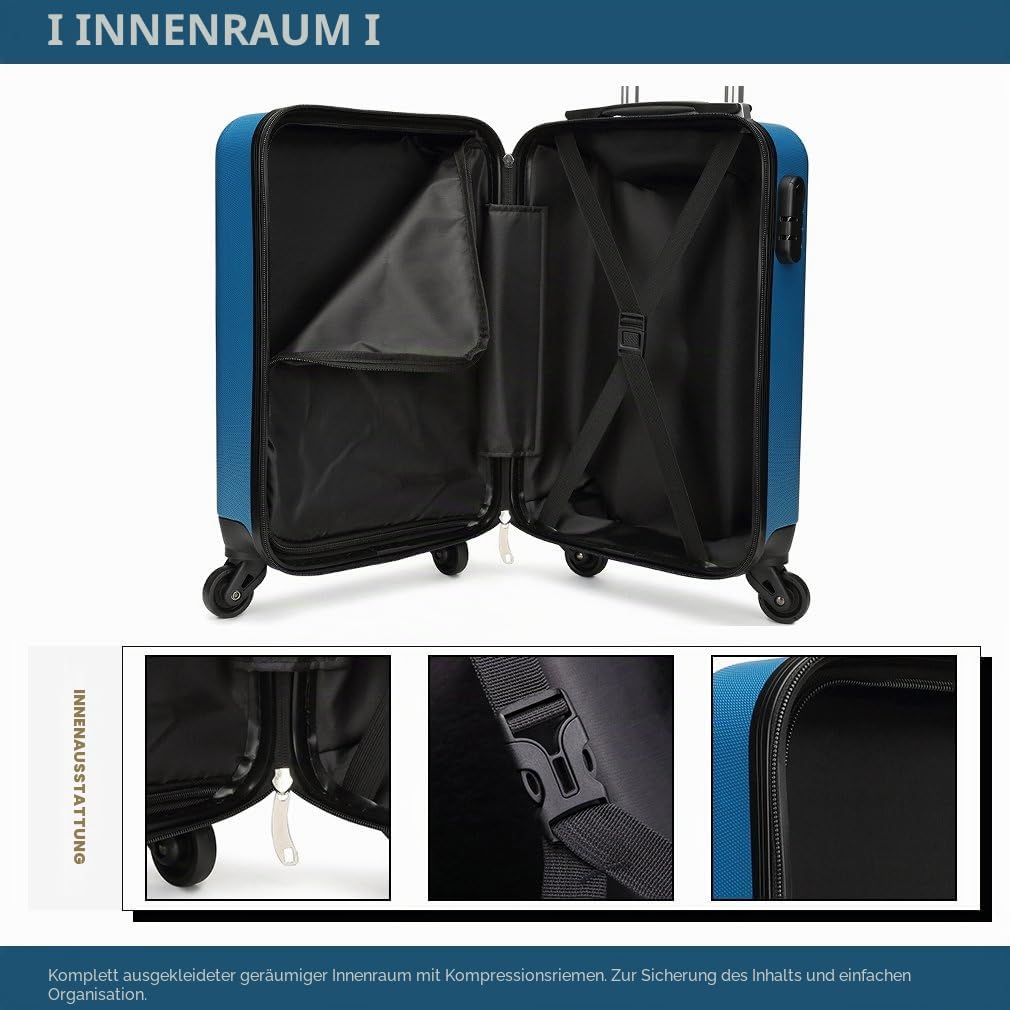 KONO Koffer Reisekoffer Mittelgross Trolley Hartschale ABS Gepäck 4 Rollen Spinner Rollenkoffer (Dun