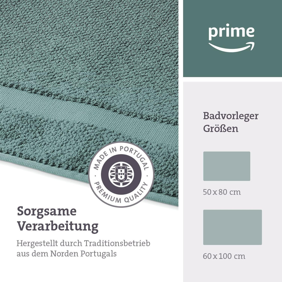 herzbach home Badvorleger Set 100% Baumwolle | Duschvorleger | 1.000 g/m² | Saugfähig | Waschbar (Oz