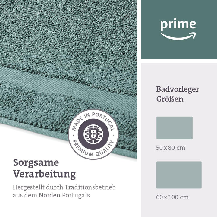 herzbach home Badvorleger Set 100% Baumwolle | Duschvorleger | 1.000 g/m² | Saugfähig | Waschbar (Oz